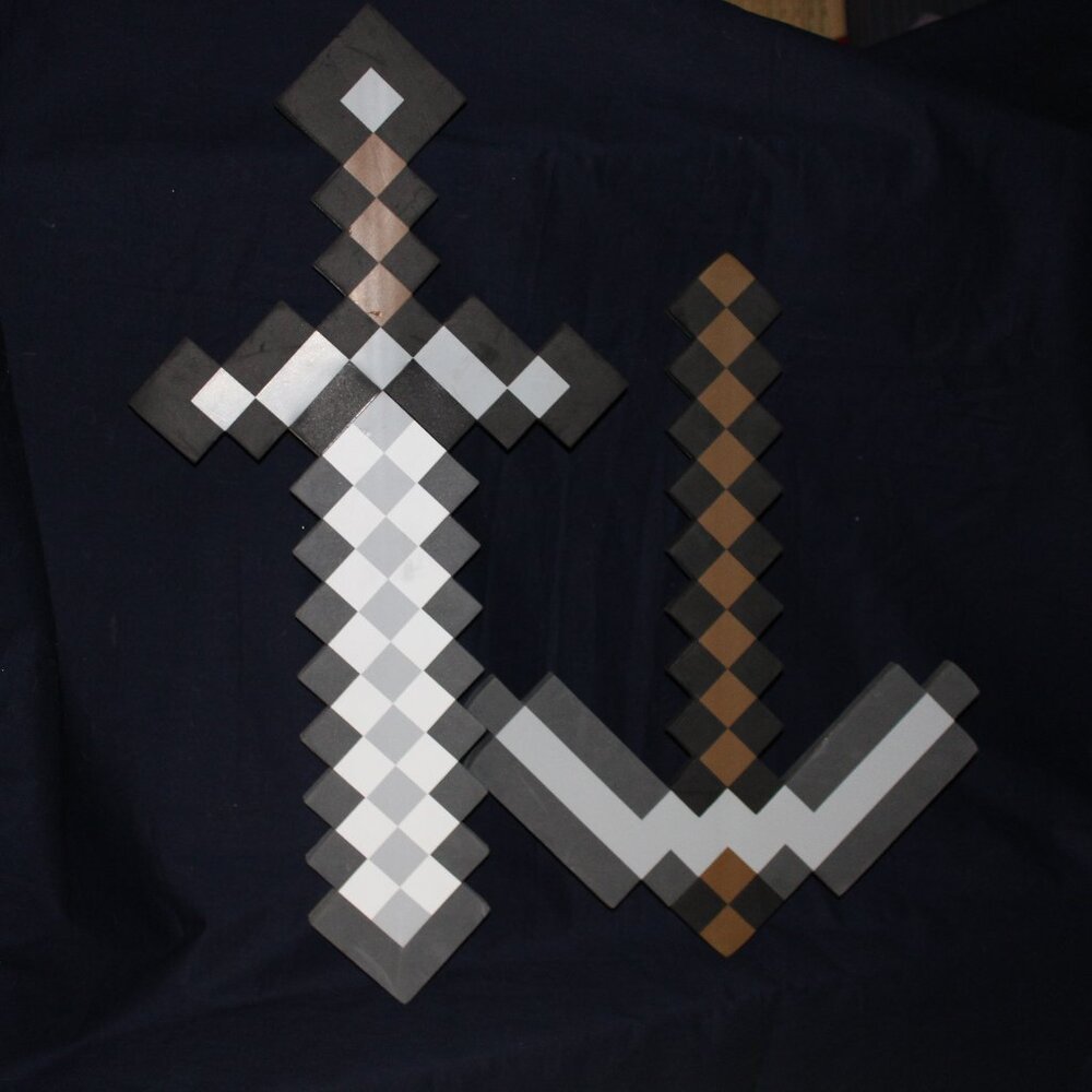 Minecraft  Iron Foam Sword And Pick Axe Action Figure Accessory